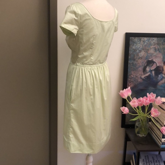 J. Crew Mint Green Short-Sleeve Scoop Neck Fit & Flare Cotton Dress - Picture 3 of 12